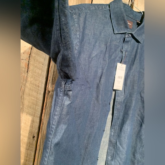 NWT Black Brown 1826 Dark Wash Denim Button Shirt - Picture 4 of 8
